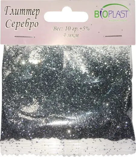 Bioplast Блеск декоративные блестки-глиттер (10 г) серебро