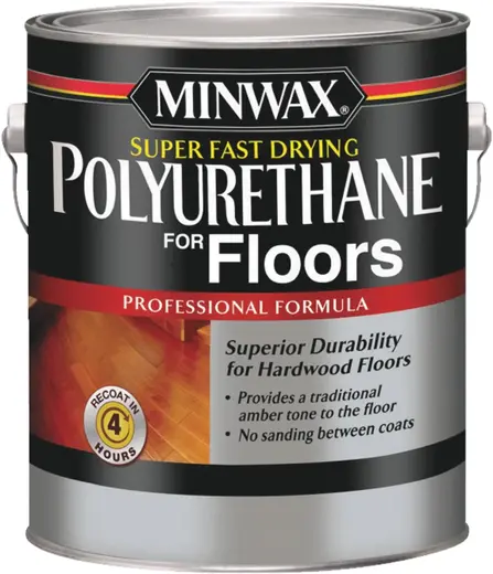 Minwax Super Fast Drying Polyurethane for Floors сверхбыстросохнущий полиуретановый лак для полов (3.785 л) полуматовый
