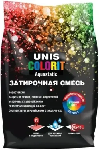 Юнис Colorit Aquastatic затирочная смесь для межплиточных швов (2 кг) U 330 оливковая