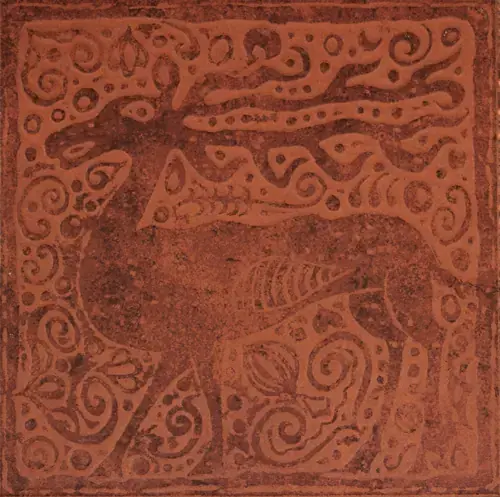 Сокол Родос коллекция RDS611 декор напольный красный матовый орнамент/фауна