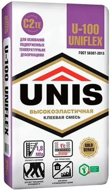 Юнис U-100 Uniflex высокоэластичная клеевая смесь (25 кг) летняя
