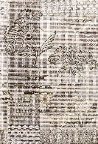 Азори Сатти коллекция Сатти Флоу декор (278*405 мм) бежевый/золотой полуматовый/рельефный орнамент/цветы