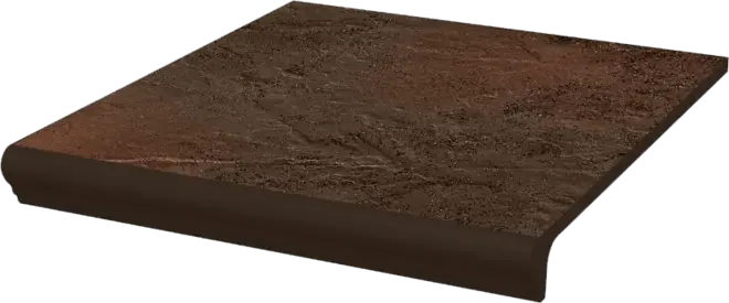 Paradyz Semir коллекция Semir Brown Kapinos Stopnica Prosta ступень с капиносом прямая структурная (300*330 мм) коричневая матовая под камень