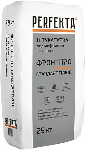 Perfekta Фронтпро Стандарт-Plus штукатурка гладкая фасадная цементная (25 кг)