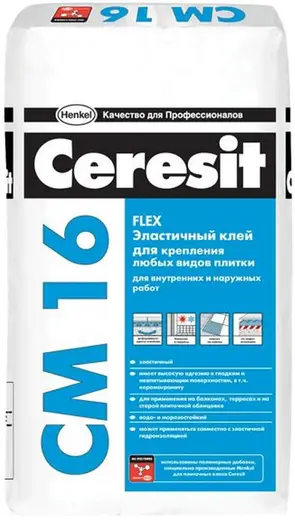 Ceresit CM 16 Flex клей для плитки эластичный для внутренних и наружных работ (5 кг)