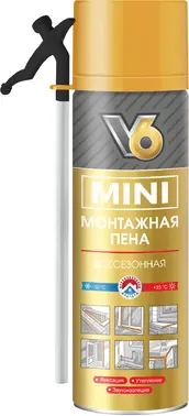 V6 Mini монтажная пена бытовая всесезонная (350 г)