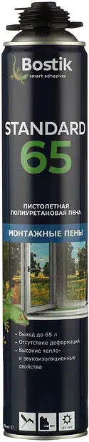 Bostik Standard 65 пистолетная полиуретановая монтажная пена (800 мл)