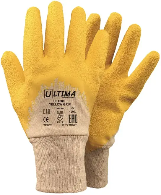 Ultima 600 Yellow Grip перчатки трикотажные (10/XL)