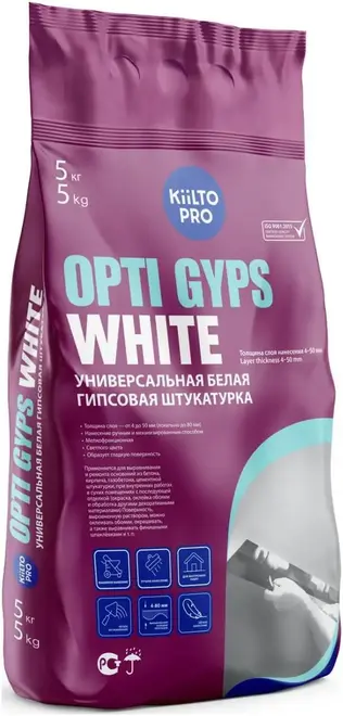 Kesto Kiilto Pro Opti Gyps универсальная гипсовая штукатурка (5 кг) белая