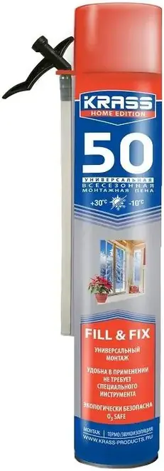 Krass Home Edition 50 монтажная пена универсальная (750 мл) ручная всесезонная