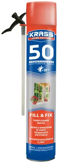 Krass Home Edition 50 монтажная пена универсальная (750 мл) пистолетная