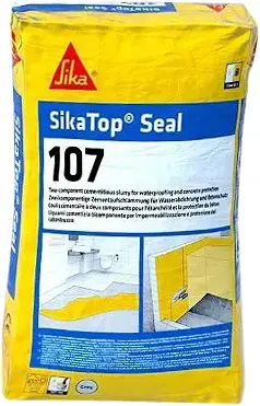 Sika Sikatop Seal-107 гидроизоляционный и выравнивающий раствор (10 кг (1 ведро * 8 кг + 1 канистра * 2 кг)