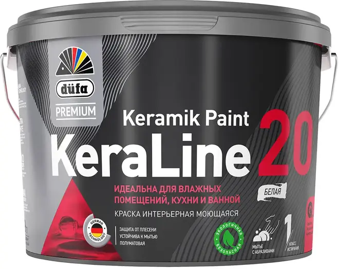 Dufa Premium Keraline Keramik Paint 20 краска интерьерная моющаяся (900 мл) белая