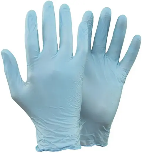 Перчатки нитриловые неопудренные Ultima 300 Light Blue (L нитрил, гладкая поверхность, текстура на кончиках пальцев)