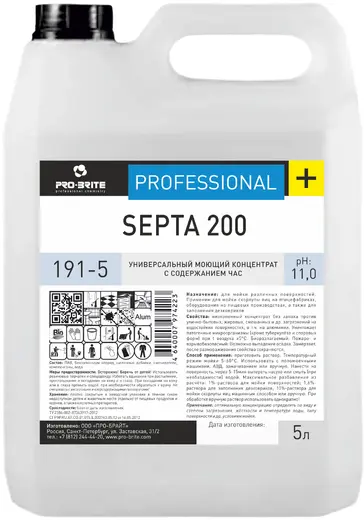 Pro-Brite Septa 200 универсальный моющий концентрат с содержанием ЧАС (5 л)