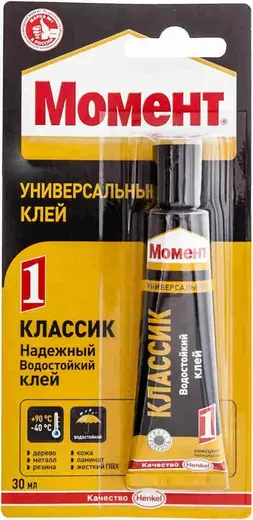 Момент Классик 1 универсальный водостойкий клей (30 мл единичный блистер) светло-желтый
