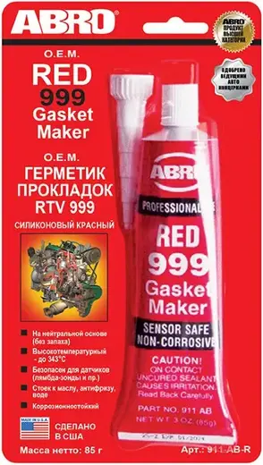 Abro 999 Gasket Maker герметик прокладок силиконовый (85 г) красный