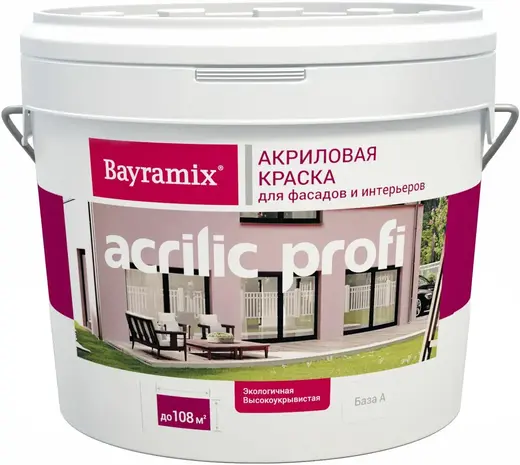 Bayramix Akrylik Profi акриловая краска для фасадов и интерьеров (2.7 л) белая