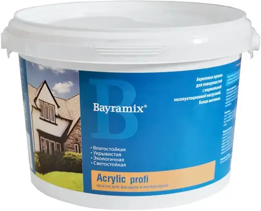 Bayramix Akrylik Profi акриловая краска для фасадов и интерьеров (9 л) бесцветная