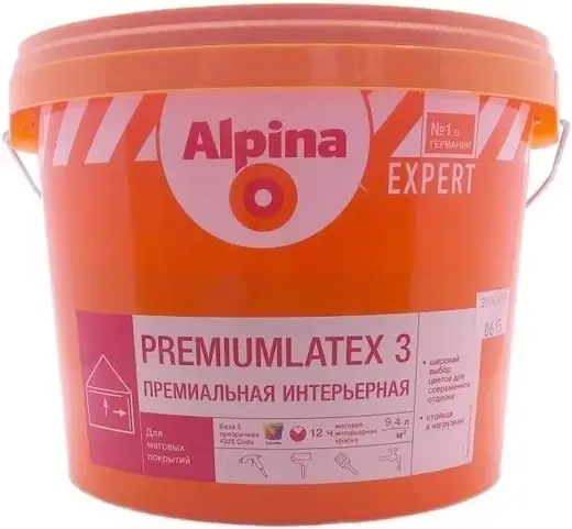 Alpina Expert Premiumlatex 3 премиальная интерьерная краска (9.4 л) бесцветная
