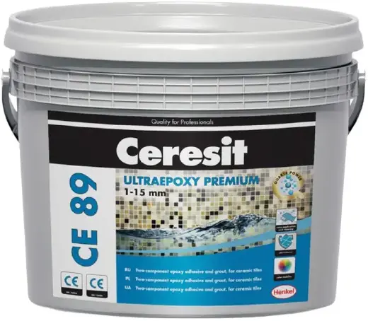 Ceresit CE 89 Ultraepoxy Premium эпоксидная затирка для швов двухкомпонентная (2.5 кг) №809 серый жемчуг