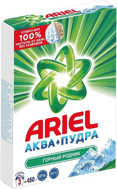 Ariel Горный Родник стиральный порошок аква пудра (450 г) ручная