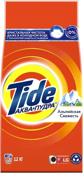Тайд Альпийская Свежесть стиральный порошок аква-пудра (12 кг) автоматическая
