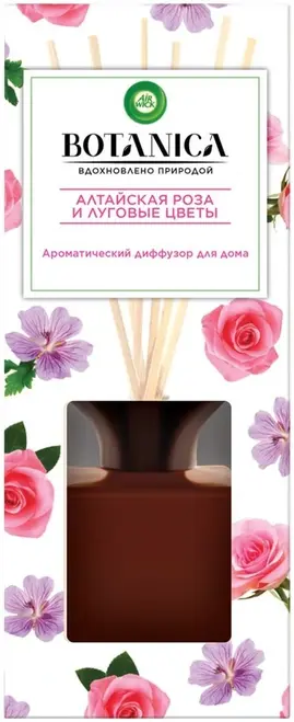 Air Wick Botanica Алтайская Роза и Луговые Цветы диффузор ароматический с деревянными палочками (80 мл (1 диффузор + палочки)