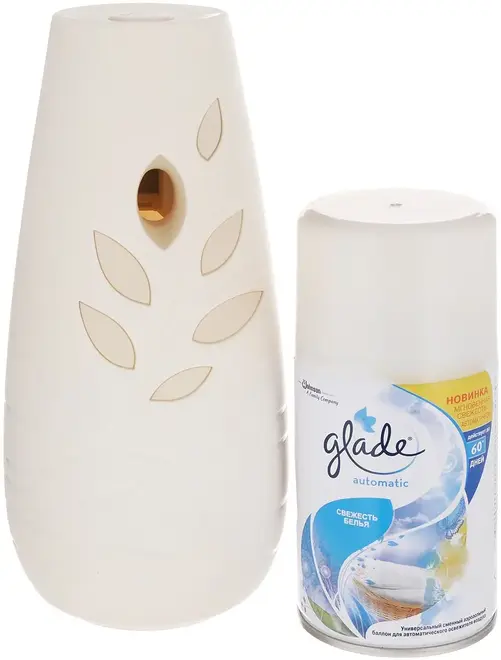 Glade Automatic Свежесть Белья автоматический аэрозольный освежитель для воздуха с баллоном (269 мл (1 диспенсер + 1 сменный баллон + 2 батарейки АА)