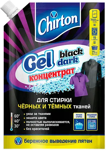 Чиртон Gel Black Dark гель-концентрат для стирки черных и темных тканей (750 мл)