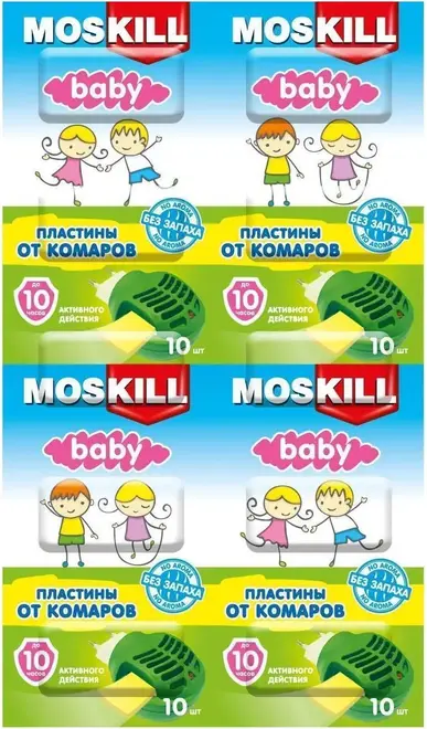 Москилл Бэби пластинки от комаров без запаха (10 пластин)