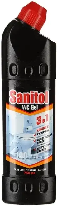 Санитол WC Gel гель для чистки туалета 3 в 1 (750 мл)