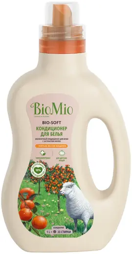 Biomio Bio-Soft с Эфирным Маслом Мандарина экологичный кондиционер для белья концентрат (1 л) 6 бутылок