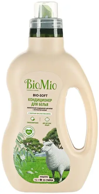 Biomio Bio-Soft с Эфирным Маслом Эвкалипта экологичный кондиционер для белья концентрат (1 л)