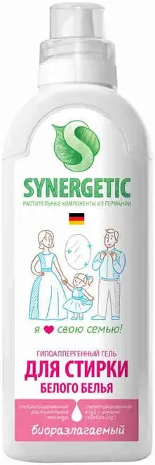 Синергетик гипоаллергенный гель для стирки белого белья (750 мл)