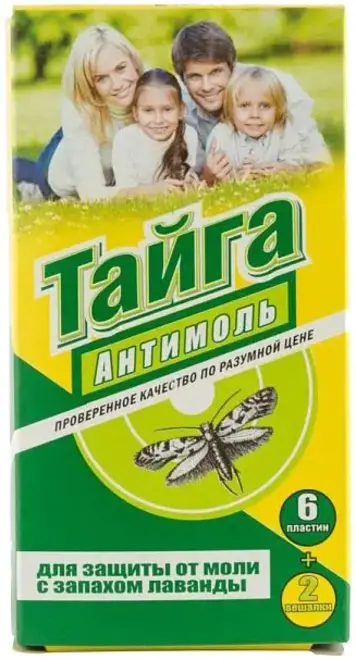 Тайга Антимоль подвесной блок для защиты от моли (2 подвесных блока + 6 пластин)