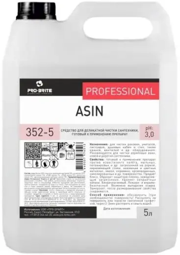 Pro-Brite Asin средство для деликатной чистки сантехники (5 л)