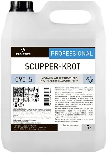 Pro-Brite Scupper-Krot средство для профилактики и устранения засоров в трубах (5 л)