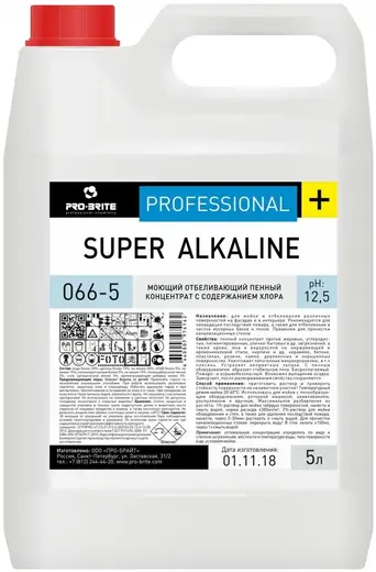 Pro-Brite Super Alkaline моющий отбеливающий пенный концентрат с содержанием хлора (5 л)