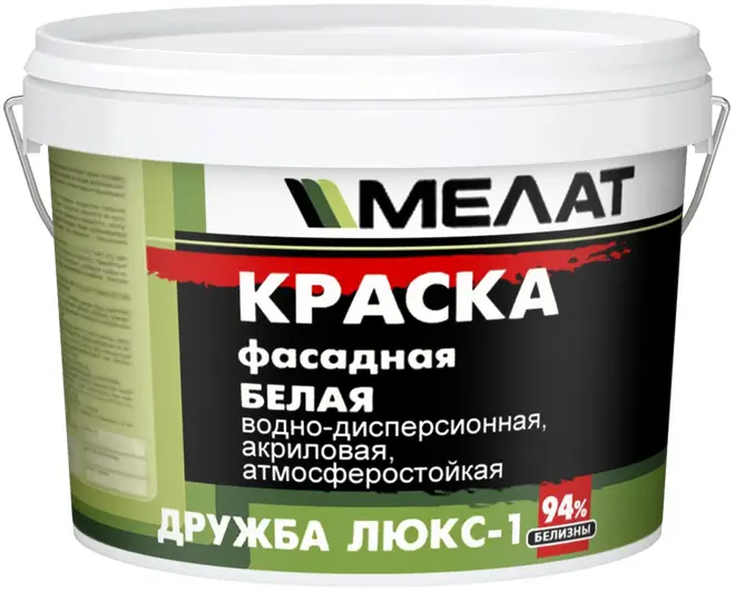 Мелат Дружба Люкс-1 краска фасадная водно-дисперсионная акриловая (5 кг) бесцветная