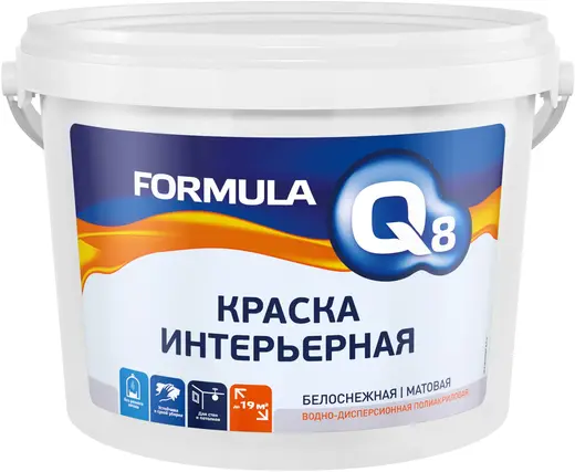 Formula Q8 ВД-АК-212 краска интерьерная водно-дисперсионная полиакриловая (1.5 кг) белоснежная