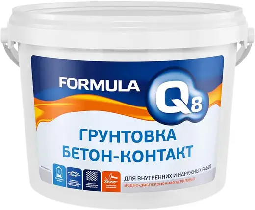 Formula Q8 Бетон-контакт грунтовка для внутренних и наружных работ (1.4 кг)