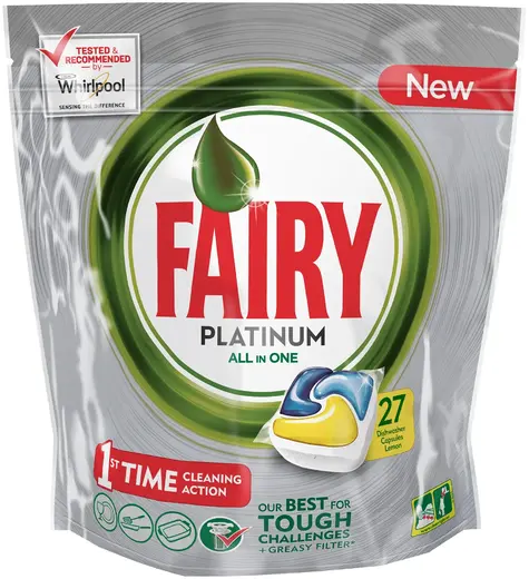 Fairy Platinum All in One Lemon капсулы для посудомоечной машины (27 капсул)