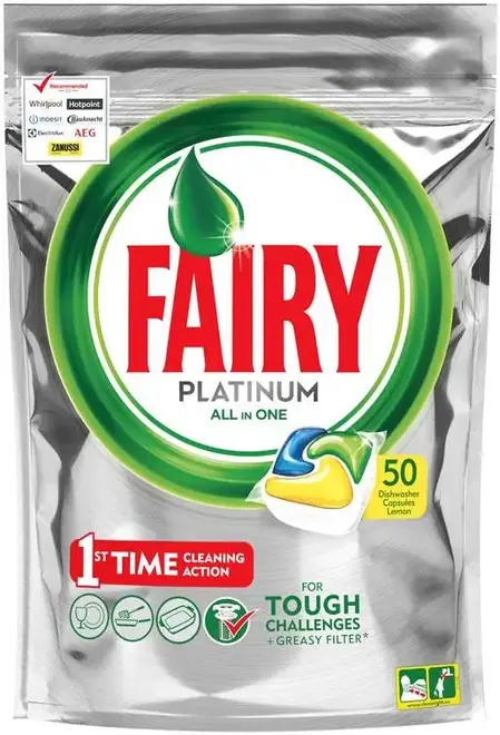 Fairy Platinum All in One Lemon капсулы для посудомоечной машины (50 капсул)