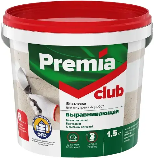 Ярославские Краски Premia Club шпатлевка для внутренних работ выравнивающая (1.5 кг)