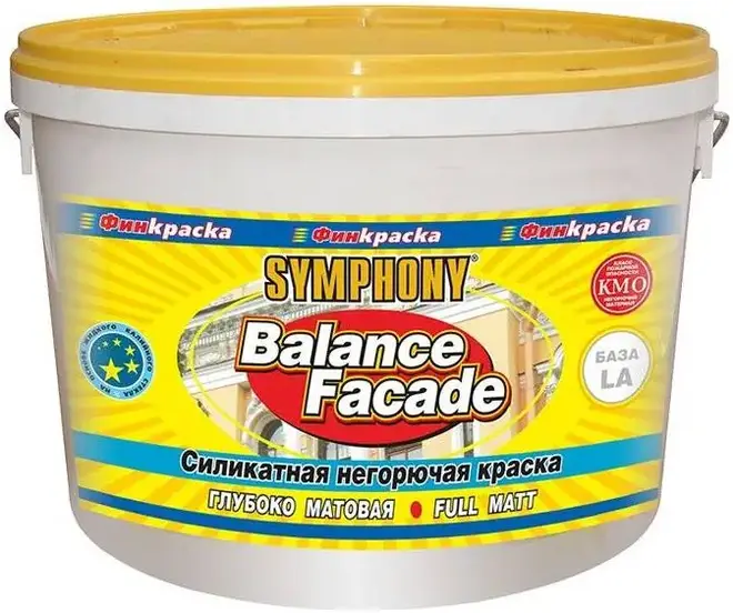 Финкраска Симфония Balance Facade силикатная негорючая краска (9 л) белая (от -60°C до +50°C)