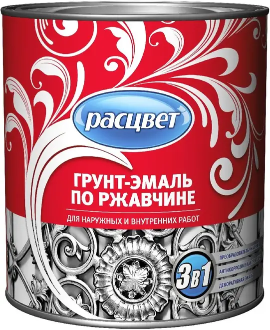 Расцвет грунт-эмаль по ржавчине 3 в 1 (5 кг) серая
