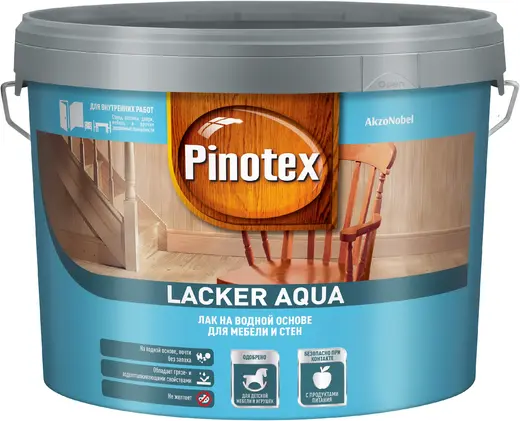 Пинотекс Lacker Aqua лак на водной основе для мебели и стен (9 л) глянцевый
