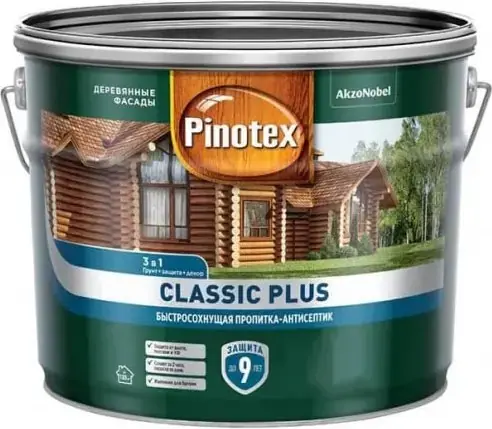 Пинотекс Classic Plus быстросохнущая пропитка-антисептик (9 л) ель натуральная