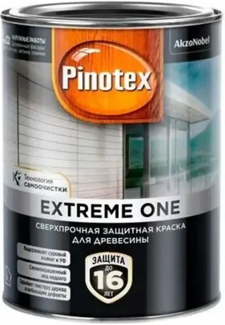 Пинотекс Omnitex Extreme One сверхпрочная защитная краска для древесины (850 мл) бесцветная